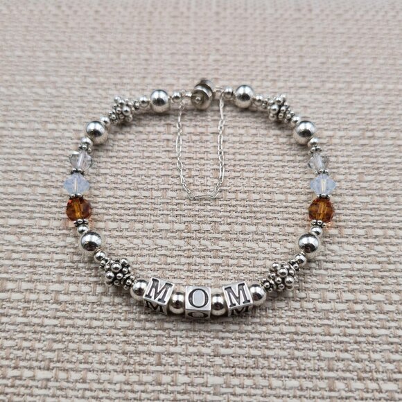 Jewelry - 7 Inch Sterling Silver Handmade Mom Magnetic Clasp Bracelet B941